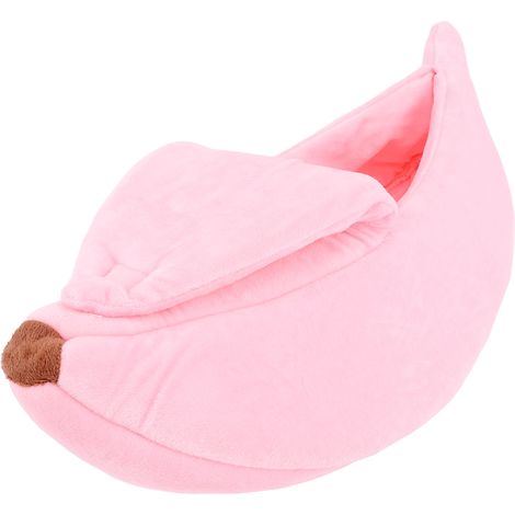Bananenförmiges Haustierbett, abnehmbar, waschbar, halb geschlossen, warmes Winterhaus für kleine Katzen, Hunde und Hamster (1/5)