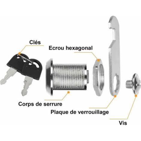 Lot de 8 Serrures Boîte aux Lettres Universelle, 30mm Serrure Armoire Metallique, Barillet Boite aux Lettres en Alliage de Zinc avec 16 Clés pour Tiroir, Armoire, Placard, Boîte aux Lettres