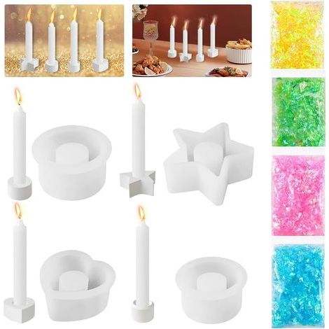 4er-Set Silikon-Kerzenhalter – DIY-Form – 3D-Silikonform – Silikon-Kerzenhalter – Stern – Für Kerzenhalter und Tabletts (1/5)