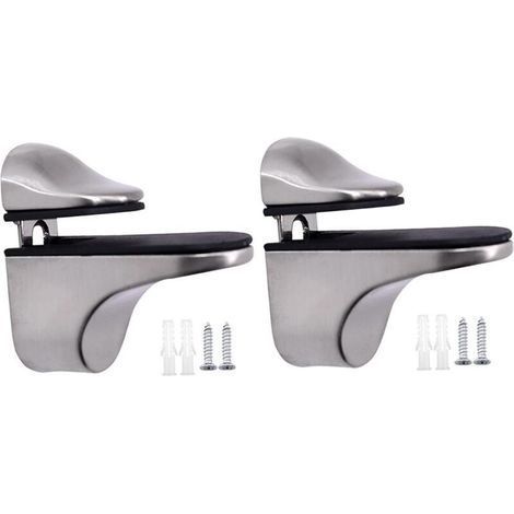 Ulisem Glass Shelf Support Clamp, Glass Brackets for 3-21mm Wood, Bathroom Clip Bracket for Bedroom Shelves, Furniture Repair, Brushed (1/3)