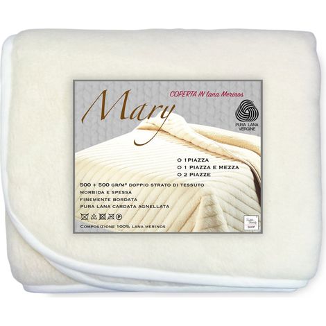 COPERTA MARY in vera LANA MERINOS 1000 gr. Pura lana vergine 1 PIAZZA E MEZZA (1/5)