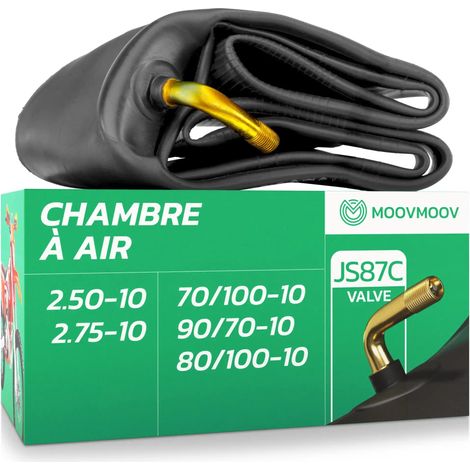 Chambre à Air 10 Pouces pour Pneus 2.50-10, 2.75-10, 70/100-10, 80/100-10 et 90/70-10 - Valve Coudée (1/5)