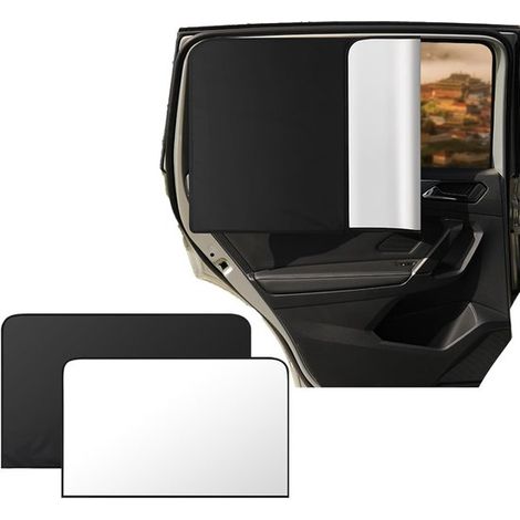 Parasole per auto in 2 pezzi: parasole per i finestrini laterali (80 x 50 cm), parasole magnetico per il lunotto posteriore (10 magneti). (1/5)