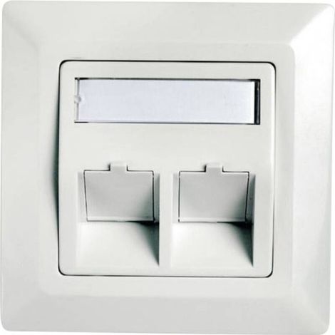 Prise réseau encastré, goulotte insert avec plaque centrale et châssis non équipé 2 ports S375971 (1/3)