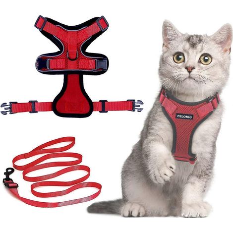 Écharpe pour chat avec laisse, Écharpe et laisse pour chat, Écharpe ajustable pour chat, Écharpe et gilet respirant pour chat, Convient aux chats européens, Accessoires pour animaux de compagnie persa (1/5)