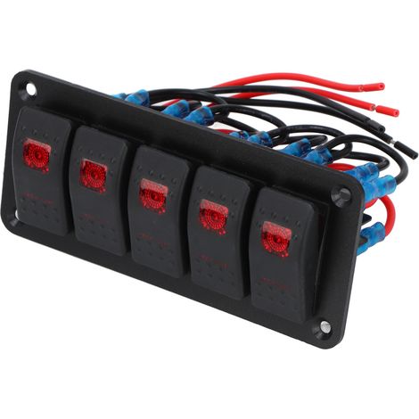 Wasserdichter LED-5-Positionen-Wippschalter mit Aufkleber für Boote, Wohnmobile, 12V/24V-Gleichstrom-Bedienfelder (1/5)