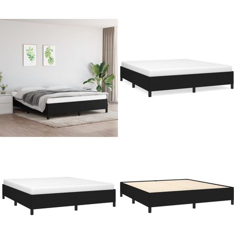 Cadre de lit sans matelas noir 160x200 cm tissu - Cadre De Lit - Lit Double - Literie - Meuble Chambre - Design Moderne - Home & Living (1/5)