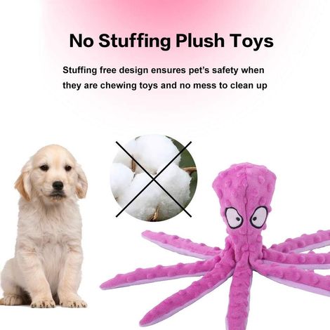 Jouet pieuvre couineuse sans rembourrage pour chiens, jouet à mâcher en peluche durable pour chiens de petite et moyenne taille (1/5)