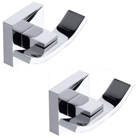 2er-Pack Handtuchhaken für Badezimmer, Bademantelhaken, doppelt, poliertes Chrom-Finish
