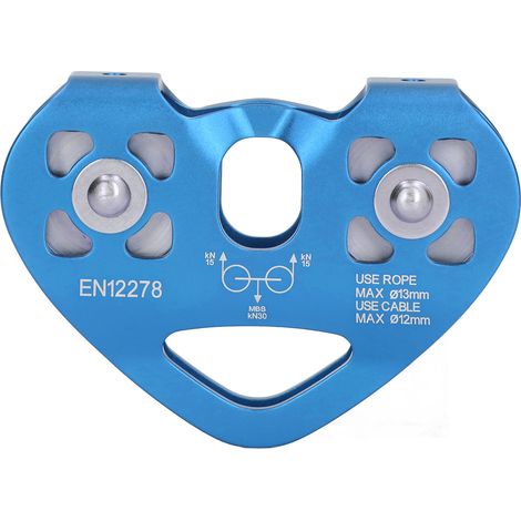 Poulie d'escalade double axe en aluminium aviation pour activités outdoor, bloc de poulie bleu pour alpinisme (1/5)
