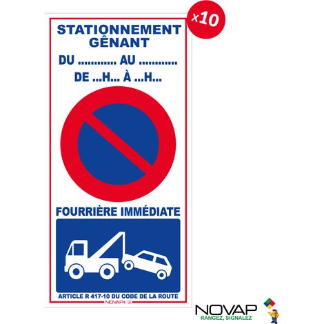Lot de 10 Panneaux stationnement gênant temporaire 800x400mm - 3000146