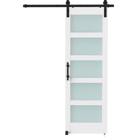 HOMCOM Porta Scorrevole Interno con Binario Silenzioso e Kit Ferramenta, Bianco