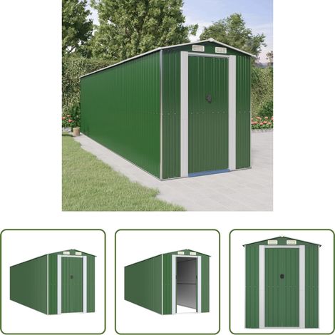 vidaXL Gartenhaus - Geräteschuppen Grün 192x689x223 cm Verzinkter Stahl (1/5)