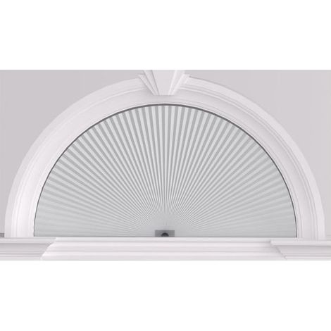 Rideaux occultants semi-circulaires auto-adhésifs à structure alvéolaire, faciles à installer (45 cm, blancs), de haute qualité. (1/5)