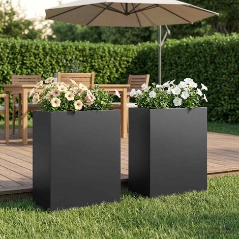 vidaXL Macetero de Jardín 2 uds. Negro 40 x 20 x 50 cm (1/5)