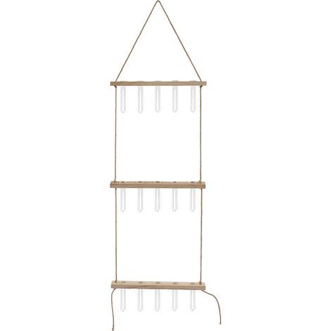 Terrarium mural à 3 niveaux avec support pour 15 tubes à essai, station de multiplication et d'observation de la croissance des plantes, coloris bois.