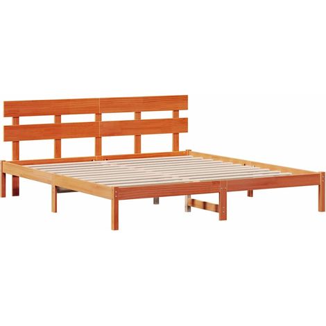 Lit double，Lit adulte，Cadre de lit Marron 180 x 200 cm Bois de pin massif CFW7032964 (1/5)