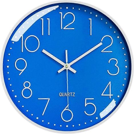 Horloge murale silencieuse (sans tic-tac), 30 cm, chiffres arabes, horloge à quartz ronde décorative moderne (1/5)