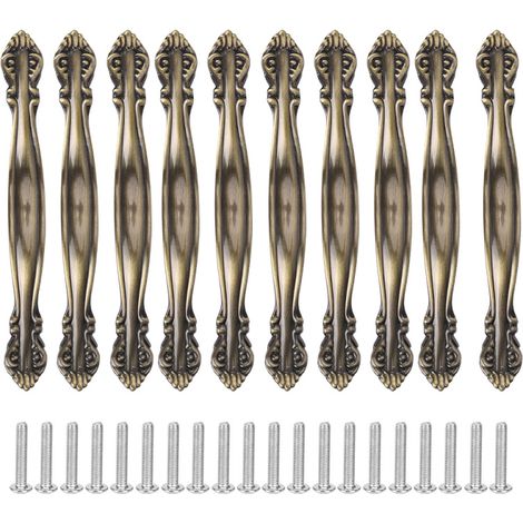 Beyamis Lot de 10 poignées de porte couleur bronze pour commode, tiroir, armoire ou bureau à domicile (1/5)