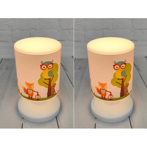 2er Set Akku Tischleuchte Tiere im Wald, per USB aufladbar, Höhe 20cm (1/5)