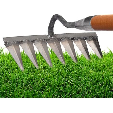 Rastrillos para desherbar, rastrillos de jardín de 7 púas, rastrillos para hojas, rastrillos de acero al carbono, rastrillos para césped, rastrillos para paja, rastrillos de escoba de alta resistencia (1/3)