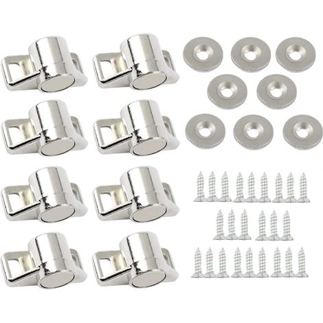 Verrou magnétique argenté pour armoire 35,5 x 19 x 18 mm - avec aimant pour fermer les portes d'armoires de cuisine (1/5)