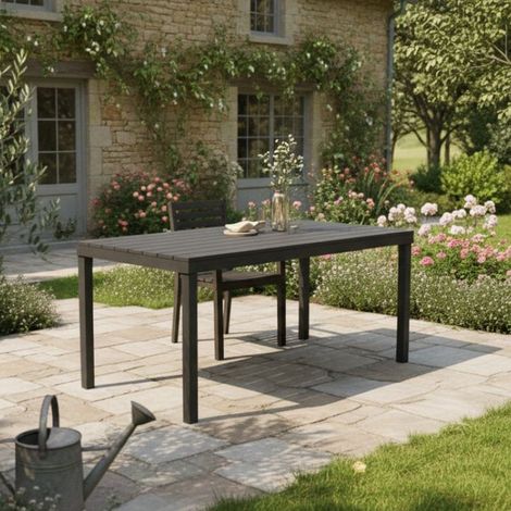 Dmora – Table de jardin 10 places – Étanche et résistante – 138x80x72 cm – Structure en polypropylène – Made in Italy – Noir anthracite - 138x80x72h