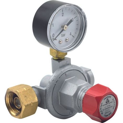Détendeur gaz haute pression avec manomètre – P.E. 1÷16 bar, P.U. 0,5÷4 bar réglable – Norme EN 16129 – Débit 10 Kg/h pour applications GPL