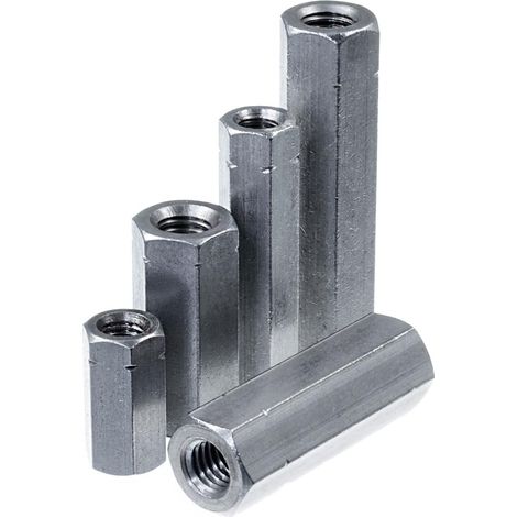 lot de 20 manchon fileté m6, acier inoxydable v2a, version hexagonale, filetage intérieur continu, pour fixation mécanique