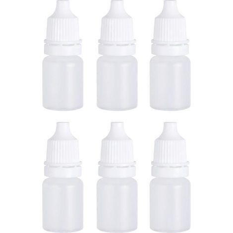 Lot de 6 flacons compte-gouttes vides en plastique souple de 5 ml pour liquides oculaires (blanc)-6Pcs-White