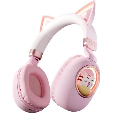 Rosa kattöra Bluetooth-hörlurar sans fil pour filles, écouteurs enfants pour école maternelle et jeux (1/5)