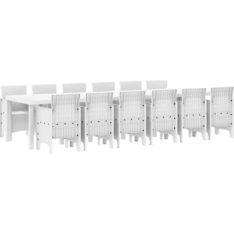 Maison Exclusive - Set da Pranzo per Giardino 13 pcs Bianco Rattan Polt