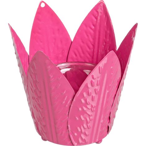 Porta candele bud di varie tonalità di colore realizzato in metallo -9 x 9 x h 11cm / Fuxia