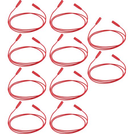 Kit de 10 cordons de test d'extension électrique 0,44 mm² avec connecteurs banane femelles 2 mm (réf. J.70029, rouge) (1/5)