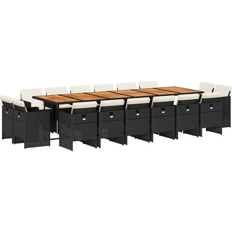 Maison Exclusive - 17-tlg. Garten-Essgruppe mit Kissen Schwarz Po (1/5)