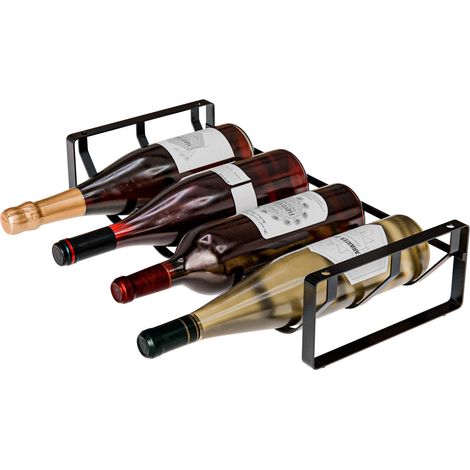 Casier à Bouteilles pour 4 Bouteilles - Étagère en Acier Noir – Organisateur pour Cuisine, cellier, Salle à Manger ou Cave – Dimensions : 41 x 20,5 x 9,5 cm (1/5)