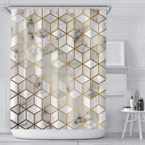 Rideau de Douche Anti Moisissure en Tissu Polyester, Original Rideau de Bain Impermeable Lavable en Machine, avec 12 Crochets pour Salle de Bains,180x180cm (1/4)