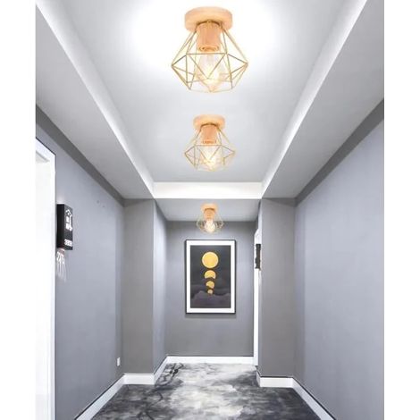 U-do Lot de 3 Plafonnier Retro Couloir Or Moderne Lustre Plafonnier Industriel en Cage Fer Style Edison pour Salon Chambre (1/4)