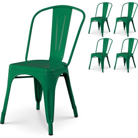 Set 4 sedie in stile industriale in metallo verde - Finitura lucida