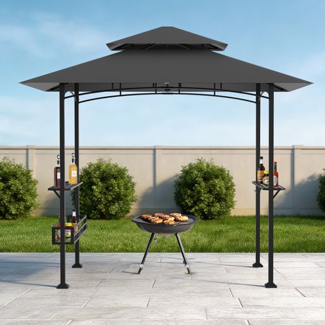 Randaco Gazebo barbecue, gazebo per grigliate, gazebo da giardino, tenda da sole per barbecue da giardino 238 x 148 x 250 cm Grigio