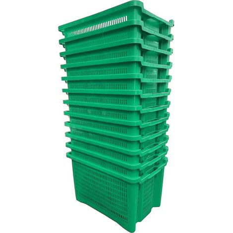 Cassa Cassetta agricola ortofrutta Salvaspazio 52x29x42H cm VERDE FONDO FORATO 12 PEZZI