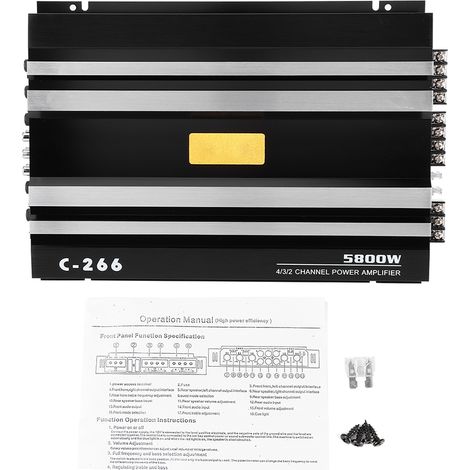 Decdeal Amplificateur audio stéréo pour voiture, 12 V, 5 800 W, universel, pour camion