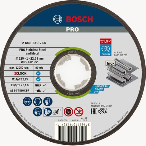 Bosch PRO Stainless Steel and Metal X-Lock Trennscheibe, 125 x 1 x 22.23 mm, gerade, oSa