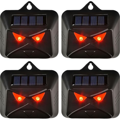 Répulsif solaire pour animaux , lot de 4 répulsifs solaires pour animaux de nuit avec lumière LED rouge, dispositifs de dissuasion pour mouffettes, répulsifs pour cerfs, renards, mouffettes (1/5)