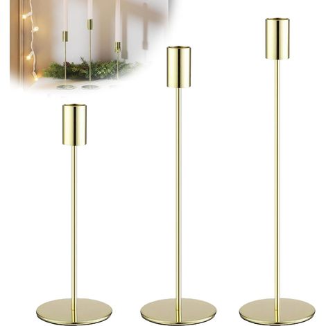 3 Pcs Chandelier Bougeoir Or 22.5/27.5/32.5cm (1/5)