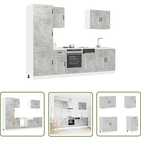vidaXL 7-tlg. Küchenschrank-Set Kalmar Betongrau Holzwerkstoff (1/5)