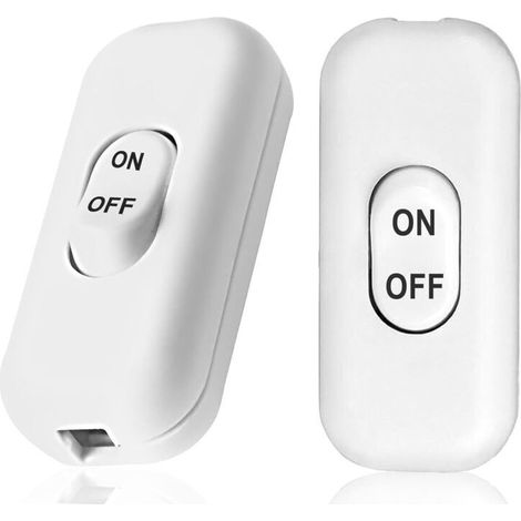 Lot de 2 Interrupteurs Bipolaires 6A 250V - Mini Interrupteur à Bascule pour Lampe de Chevet, Bureau et Petit Appareil (Noir, Blanc) (1/4)