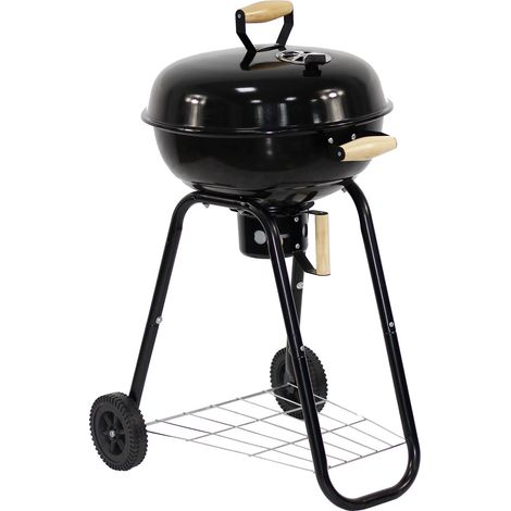 Barbecue a Carbone Kettle Octavio 60x47,5x90 h cm con Griglia in Acciaio Inox e Coperchio Nero