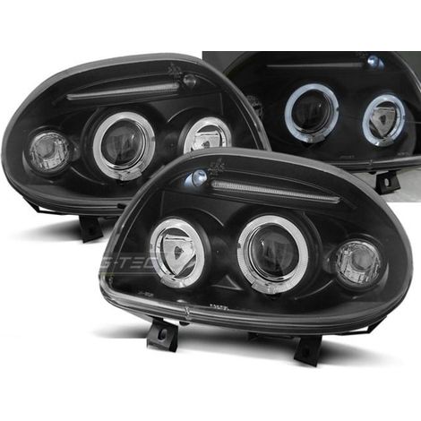 Paire de feux phares Renault Clio 2 98-01 angel eyes noir-27361740 (1/2)