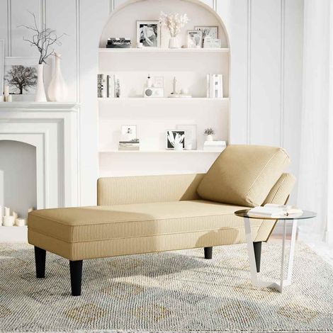 Chaise longue,Bain de soleil,Transat avec coussin tissu en velours côtelé gris-vert CFW89075 (1/5)